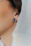LUNICA Stříbrné zdobené náušnice SAFÍR 0632