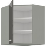 Horní rohová skříňka 60x60 GN-72 1F (45°) Barva korpusu: Šedá, Barva dvířek: Krémový lesk (Karmen)