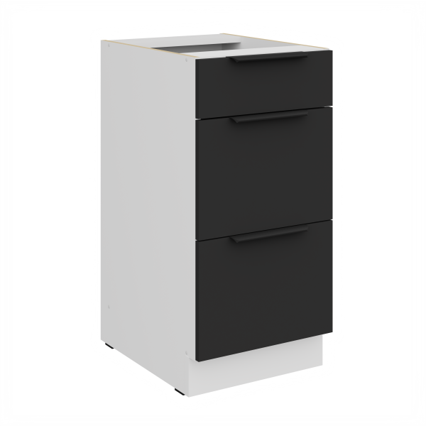 Spodní skříňka Aria 40 D 3S BB - Premium Box Barva korpusu: Bílá, Barva dvířek: BL - Black AFM
