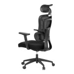 Kancelářská židle, černá síťovina, posuvný opěrák, plastový kříž, kolečka na tvrdé povrchy