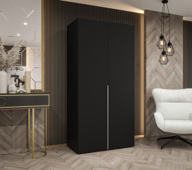 Šatní skříň Abi Alicante 1 Rozměry: 100 cm, Pásky / úchyty: Stříbrné, Barva korpusu + barva dveří: Černá + Černá