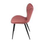 Židle jídelní, červená látka, černá kovová podnož