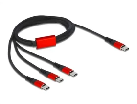 Delock 3v1 USB-C černá, červená / Nabíjecí kabel / USB-C na 3x USB-C / 1 m / USB 2.0 (86713)