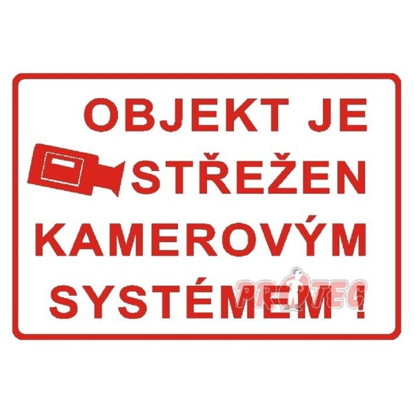 Bezpečnostní tabulka plast. Objekt střežen kamer. systémem A3