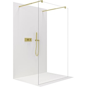 CERANO Sprchová zástěna Walk-in Onyx Duo L/P - 8 mm - kulatá vzpěra - zlatá, transparentní sklo - 60x200 cm