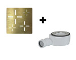 GELCO - SET - Čtvercová krytka sifonu zlatá KSM107G + sifon SN90 KSM107G-SN90