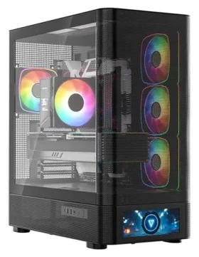 MODECOM Volcano AQ500 ARGB černá / Skříň / ATX / tvrzené sklo / ARGB podsvícení / 1x USB-C 3.2 / 2x USB 3.0 (MC-A-AQ500-4FA-B)