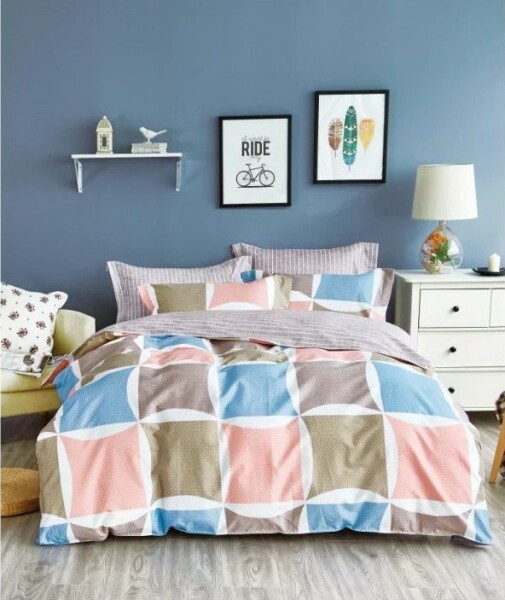 Bílé oboustranné ložní prádlo se vzorem kostek Šířka: 200 cm | Délka: 220 cm 2ks 70x80 cm (standard zdarma)