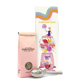 The Cabinet of CURIOSITEAS Ovocný čaj Lollipop Infusion Candy Tea 70 g + sítko, růžová barva, kov, papír