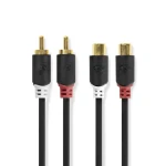 Nedis Stereo Audio kabel 2x RCA (M) - 2x RCA (F) 2.00 m černá (CABW24205AT20)