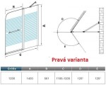 H K - Vanová zástěna S2 STRIPE 120x140 - dvoudílná sklopná, čiré sklo se vzorem, varianta levá SE-S2STRIPE-13