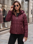 Dámská prošívaná bunda s kapucí, vínová, FashionStreet TY5859 L