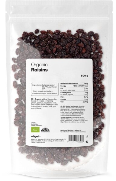 Vilgain Rozinky BIO – 500 g
