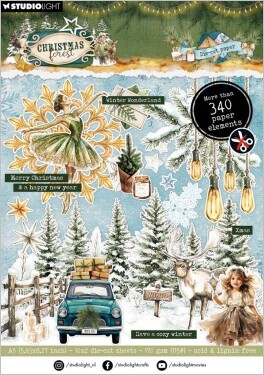 Blok s papírovými výseky Studio Light Christmas Forest, A5, 20 l. - Vánoční lesík