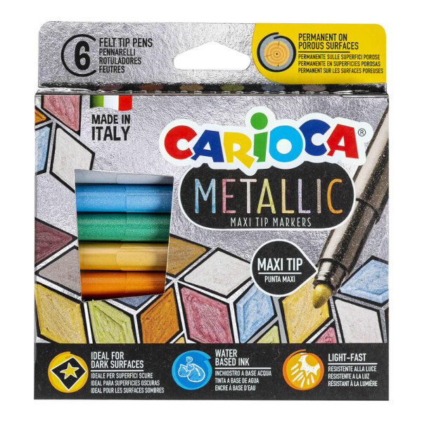 Carioca Metallic Maxi Tip sada 6 ks metalické popisovače se silným