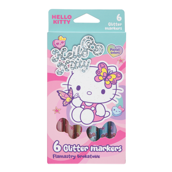 Colorino popisovače s glitry, Hello Kitty, kulaté, 6 barev