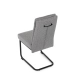 Židle jídelní, taštičkové pružiny v sedáku, madlo na opěráku, světle šedá látka, černý kov