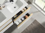 CERANO - Koupelnová skříňka Velora - bílá matná, úchytka zlatá + keramické umyvadlo Novo - bílá lesklá - 121x54,5x46,5 CER-979883