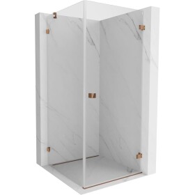 MEXEN/S - Lunar-B sprchový kout dveře křídlové pravá 90 x 90, transparent, růžové zlato 832-090-090-60-00-P
