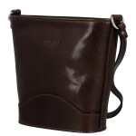 Luxusní dámská kožená crossbody kabelka Sylva, tmavě hnědá