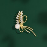 Exkluzivní brož s perlou a zirkony Reina, Zlatá