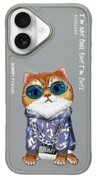 Nimmy Cool Cat kryt pro Apple iPhone 16 šedá / Kryt / Apple iPhone 16 (N-YJ-IP16-05-B)