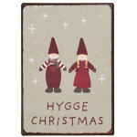 Ib Laursen Dekorativní plechová cedule Hygge Christmas, červená barva, kov