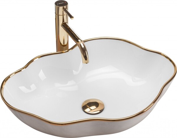 REA - Umyvadlo na desku Pearl Gold Edge REA-U0696