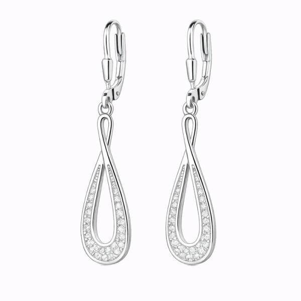 Stříbrné visací náušnice se zirkony Léna - stříbro 925/1000, Stříbrná