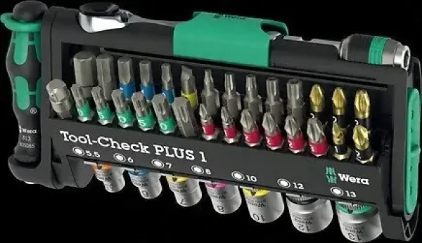 WERA Tool-Check PLUS 1 černá/zelená / Sada bitů s ráčnou / 39 dílů / 1/4" (05049055001)