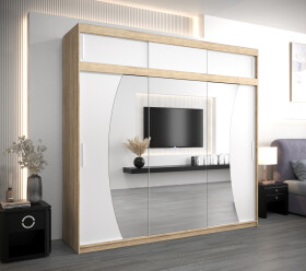 Šatní skříň Abi W0 s nástavcem Barva korpusu: Dub Sonoma, Rozměry: 250 cm, Dveře: Bílá