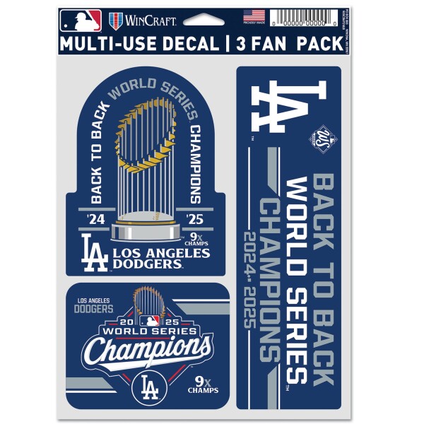 Samolepka Los Angeles Dodgers MLB 2025 World Series Champions Set (3 ks)% 1 ks