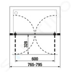 Nion Sprchové dveře pivotové dvoukřídlé L/P, 800 mm, Jika perla Glass, stříbrná/transparentní sklo H2562N10006681