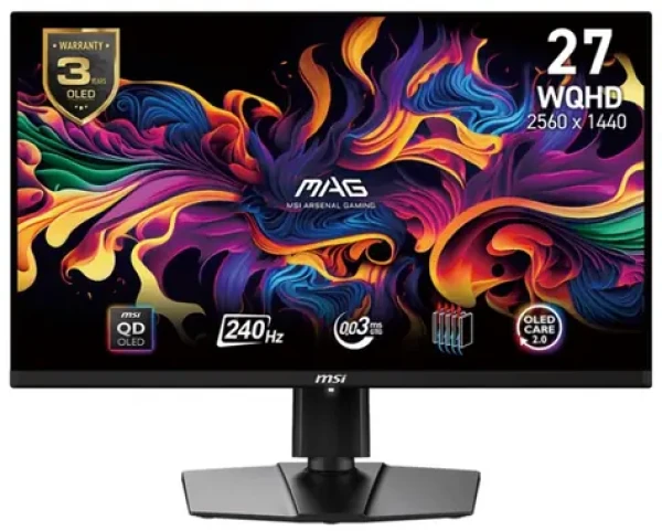 26.5" MSI MAG 271QPX QD-OLED E2 černá / 2560 x 1440 / QD-OLED / 16:9 / 0.03ms / 1000cd-m2 / HDMI + DP + USB-C / VESA (4711377190312)
