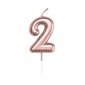 Svíčka dortová rose gold 5 cm číslo 2 - Albi