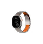 UNIQ Strova Flex řemínek pro Apple Watch 49/46/45/44 mm, Titanium silver/Volt orange (8886463697825)