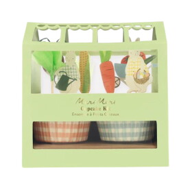 Meri Meri Sada na pečení cupcakes Bunny Greenhouse 24 ks, zelená barva, papír