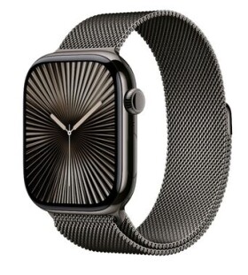 Apple Watch Series 10 GPS+Cellular 46mm Břidlicově šedé titanové tělo - Břidlicově šedý milánský tah (M/L) / 150–200 mm (MWYW3)