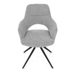 Židle jídelní, šedá látka, 360° vratný mechanismus, černý kov