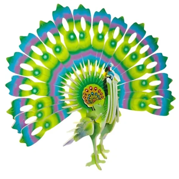 WOODCRAFT Dřevěné 3D puzzle Páv barevný
