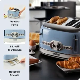 Ariete 156 Vintage světle modrá / Toustovač / 4 topinky / 1600 W (0156BL)