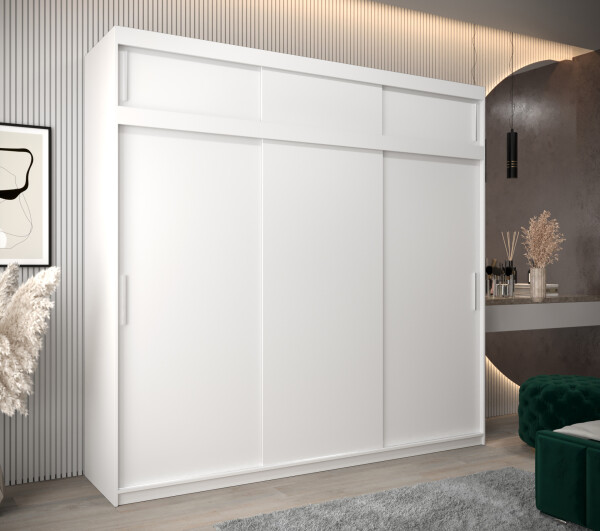 Šatní skříň Abi T0 s nástavcem Barva korpusu: Bílá, Rozměry: 250 cm, Dveře: Bílá