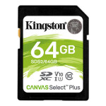 Kingston Canvas Select Plus SDXC 64GB / UHS-I / Class 10 / čtení: až 100 MBs / zápis: až 85MBs (SDS2/64GB)