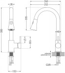 MEXEN/S - Gaspar granitový dřez 1.5 s odkapávačem včetně baterie Elia, černá kropenatá 6507-76-670101-50