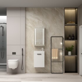 Erga Hana, zrcadlová galerka s LED osvětlením 40x70cm s integrovanou zásuvkou, bílá, ERG-V05-HANA-4070-WH