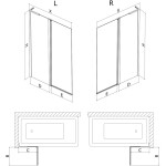MEXEN/S - Mist L vanová zástěna 2-křídlová pravá 120 x 150, černá kratka, černá 8A9L-120-011-70-77-P