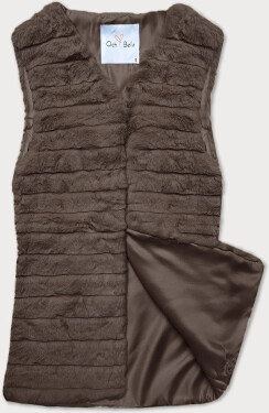 Hnědá kožešinová vesta s podšívkou (2114) odstíny hnědé L (40)