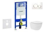 GEBERIT - Duofix Set předstěnové instalace, kompaktního klozetu Oudee Vortex a sedátka softclose, tlačítko Sigma20, bílá/pozlacená SANI11CA3165