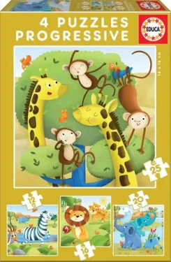 EDUCA Puzzle Divoká zvířata 4v1