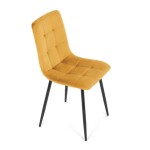 Židle jídelní, žlutá sametová látka, nohy černý kov